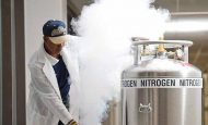 Man pushing nitrogen tank through university laboratory: An explosion at a university research lab in Hawaii last year highlights the dangers of working with compressed gas and the need for safety equipment on campus.